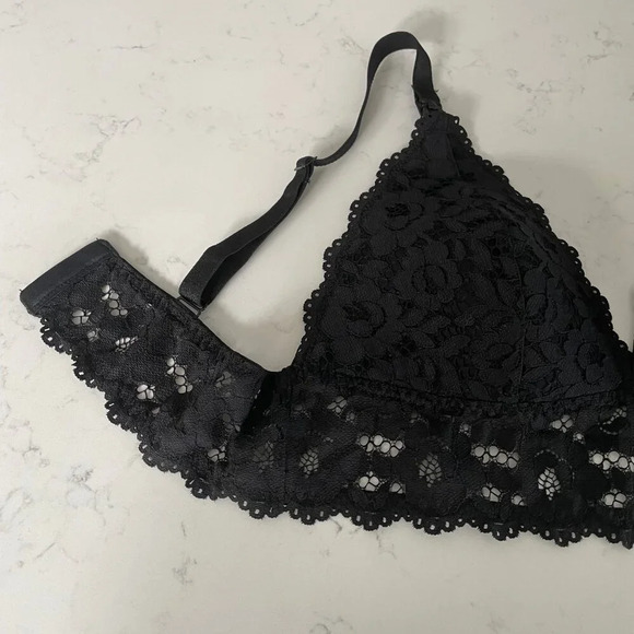 Momanda Lace Plunge Nursing Bralette Polyamide Elastane Black Sz 38B NWOT - Picture 9 of 14